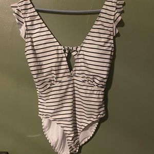 Stripe one piece swim suite
